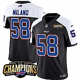 Men & Women & Youth Buffalo Bills #58 Matt Milano Black White 2023 F.U.S.E. AFC East Champions With 4-star C Ptach Stitched Jersey,baseball caps,new era cap wholesale,wholesale hats